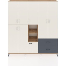 Hyperion Dolap 12 Raflı 2 Çekmeceli Tek Askılı 220x44x243 Çam-aytaşı/antrasit Aytası/antrasıt - Atlas Çam