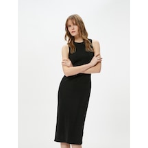 Koton Midi Elbise Halter Yaka Sırtı Pencere Detaylı Siyah 4sak80152ek Siyah