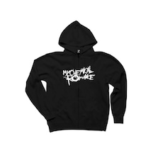 My Chemical Romance Logo Siyah Fermuarlı Kapşonlu Sweatshirt Siyah