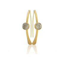 Kadir Jewellery 22 Ayar Altın Kaplama Kadın Taşlı Küpe -el İşçiliği Ve Hipoalerjenik Küpe Gri