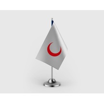 Kızılay Bayrağı Tekli Saten Masa Bayrağı Seti Diğer