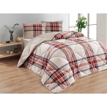 Merinos Comforter Çift Kişilik Yorgan Seti Kırmızı Çizgili 220x240