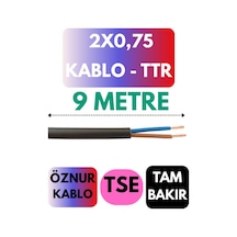 Öznur 2x0,75 Ttr Kablo Metre Seçenekli Siyah - 9 Metre