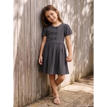 Civil Girls Fiyonklu 6 -9 Yaş Elbise  - Gri 26395356226S1