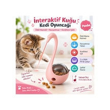 İnteraktif Kuğu Hacıyatmaz Kedi Oyuncağı Ödül Mama Hazneli Kızılötesi Işıklı - Pembe