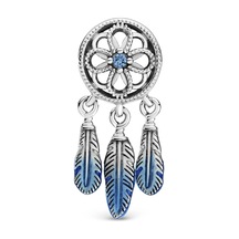 Nur Silver Mavi Geçişli Düş Kapanı Gümüş Charm Nur-bl00042