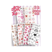 6’lı Aşk ve Sevgililer Günü Sticker Seti Ajanda Scrapbook Dekoratif Etiket