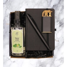 Hediye Seti - Defter & Kalem & Roller Kalem & Çakmak & Kolonya