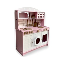 Boyalı Ahşap Oyuncak Mutfak Servis Seti Pembe- Beyaz