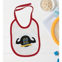BK Kids Dayım Her Şeyi Halleder Tasarımlı Kırmızı Bebek Mama Önlü Kırmızı