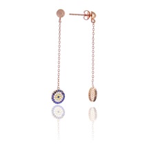 Nazar Boncuğu Tasarım Safir Zirkon Taşlı Roslu Kadın Küpe S 201025056 Gümüş