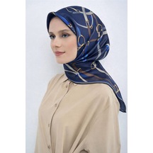 Armine Tivil Saf İpek Eşarp 9517 - 03 Lacivert Kemer Desen lacivert