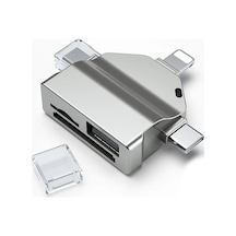 Lightning Type-c Micro Usb / Usb Kart Okuyucu Adaptör Fc459 Gümüş