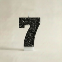 Siyah Simli Doğum Günü Mumu Pasta Mum 7 Yaş