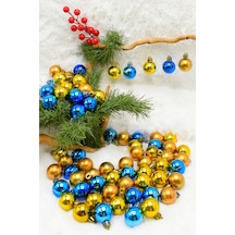 Waldern 3 Cm 72 Adet Mavi-gold Cici Top Yılbaşı Çam Ağacı Süs