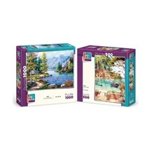 Göl Kıyısında Ve Güne Merhaba İkili Set - 1000 + 500 Parça İkili Puzzle Seti