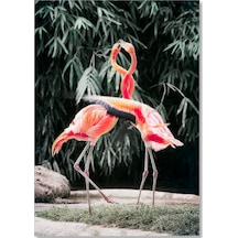Cakasepetim Birbirine Sarılan Pembe Flamingo Kuşu Görseli Ahşap Mdf Tablo