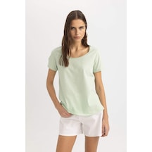 Defacto Regular Fit Bisiklet Yaka Kısa Kollu Tişört K1508az24smgn1180 Yeşil