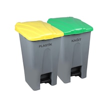 Safell Pedallı Kağıt Plastik Ayrıştırma Kovası - Çöp Konteyneri N11.10081