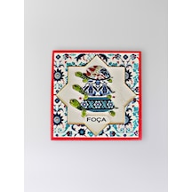 Foça Temalı Polyester Kabartmalı Kaplumbağa Desen Magnet 7 X 7 Cm Dekoratif Hediyelik Buzdolabı Süsü Kod:1268