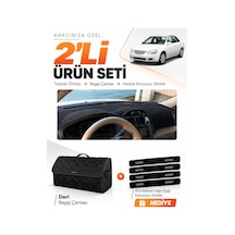 Kia Cerato 2004-2008 Uyumlu Torpido Örtüsü + Deri Bagaj Çantası + Sticker Seti - Siyah