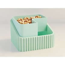 3d Baskı Fıstık Kasesi - Çift Hazneli Kabuk Ayırıcı Sunum Kasesi - Mint Mint Çok Renkli