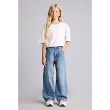 Defacto Straight Wide Açık Mavi Kız Çocuk Jean Pantolon I4477a8/nm39