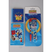 X Dekomus Lisanslı Sonic Çizgisiz Mini Bloknot,uçlu Kalem,silgi,uç Ve Cep Defteri Seti Diğer