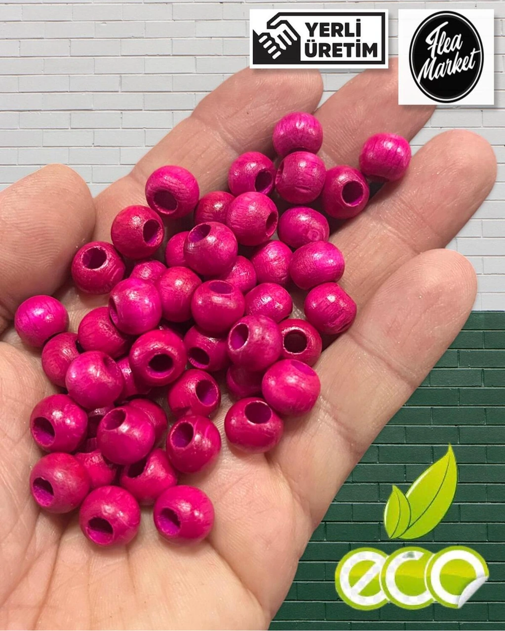 Ahşap Boncuk 10 Mm 100 Gr - Fuşya