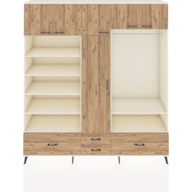Hyperion Dolap 18 Raflı 4 Çekmeceli Tek Askılı 220x44x243 Aytaşı-çam/çam Çok Renkli
