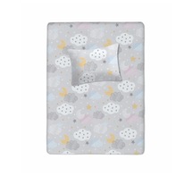 %100 Pamuklu Bebek Aparalı Çarşaf 115x150 + Bebek Yastık Kılıfı 35x45 Gri - Beyaz