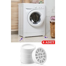 4 Adet Vantuzlu Titreşim Önleyici, Çamaşır Bulaşık Makinesi Buzdolabı Yükseltici Ayak 4 Lü Set Beyaz