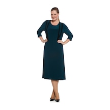Nidya Moda Büyük Beden Kombinli Elbise-4054Y Çok Renkli