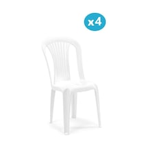 Omnipazar Sy-2520 Manolya Plastik Bahçe Sandalye Beyaz 4'lü Set Beyaz