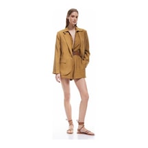 Koton Uzun Kollu Kapaklı Cep Detaylı Kruvaze Blazer Ceket Zeytin Yeşili 5sak50013ew Zeytin Yeşili