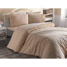 Fransız Dantelli Wave Çeyizlik Nevresim Takımı Cappucino