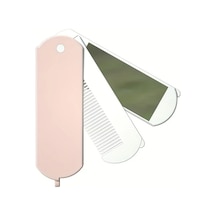 Gateesat Pembe Yüz Fırçalı Katlanır Taşınabilir Ayna Ve Tarak Seti Seyahat Günlük Kullanım