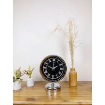 Krom Metal Siyah Retro Masa Saati 25 20 Cm Çok Renkli