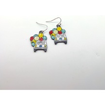 Tedz Collection Balonlu Araba Pin Küpe Çok Renkli