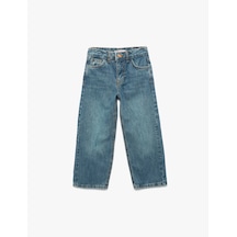 Koton Pamuklu Cepli Straight Fit Denim Pantolon Orta İndigo 6wkg40031ad Indigo