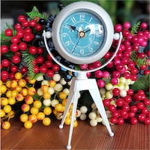 Masa Saati Retro Tripod Saat Oturma Odası Ferforje Saat Beyaz Beyaz