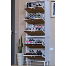 Eliusta Cover 72 Cm Ayakkabılık Dış Kapı/koridor/giyim Odası Uygun Ceviz Renk 72x205x26 Cm Ayakkabılık Ceviz