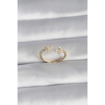 Mey İthalat Pirinç Gold Renk Zirkon Taşlı Kelebek Model Kadın Yüzük - Özel Seri Meyeb65d608139e1ff00cda087278