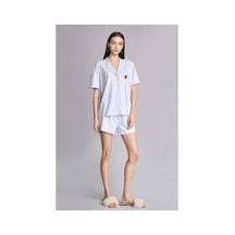 Defacto Regular Fıt Şortlu Kısa Kollu 2li Kareli Softshell Açık Mavi Pijama Takımı H6375ax26hsbe250 Mavi-be250