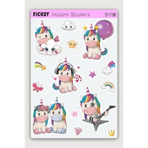 Unicorn Tek Boynuzlu At Sticker Seti - 15 Adet Etiket Çıkartma Diğer