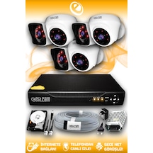 Elitcam 6 Kameralı Kare 3 İç Kamera Set 500 GB HDD Full HD Gece Görüşlü Güvenlik Kamerası Sistemi