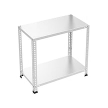 Raf Burada  2 Katlı Galvaniz Çelik Raf - Depo, Arşiv, Kiler, Dosya, Market Rafı-43x60 cm-150 cm-0.70 mm