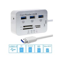Çok İşlevli Ms/sd/m2/tf Hafıza Kartı Okuyucu Kombo Yüksek Hızlı 3 Bağlantı Noktalı Usb 3.0 Hub Boyut: Usb 3.0