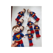 Adenya Sepeti Amigurumi Örgü Süpermen Oyun Ve Uyku Arkadaşı-30 Cm Kırmızı - Mavi