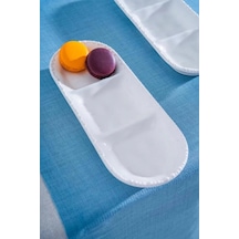 Acar Por7265 Milano Üç Bölmeli Beyaz Porselen Oval Tabak 32 Cm Beyaz